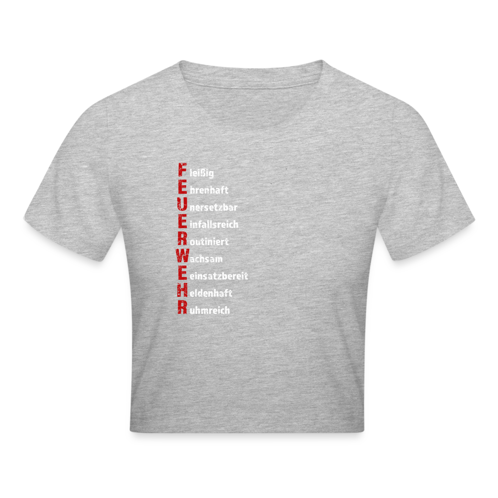 Feuerwehr Schriftzug - Crop T-Shirt - Grau meliert