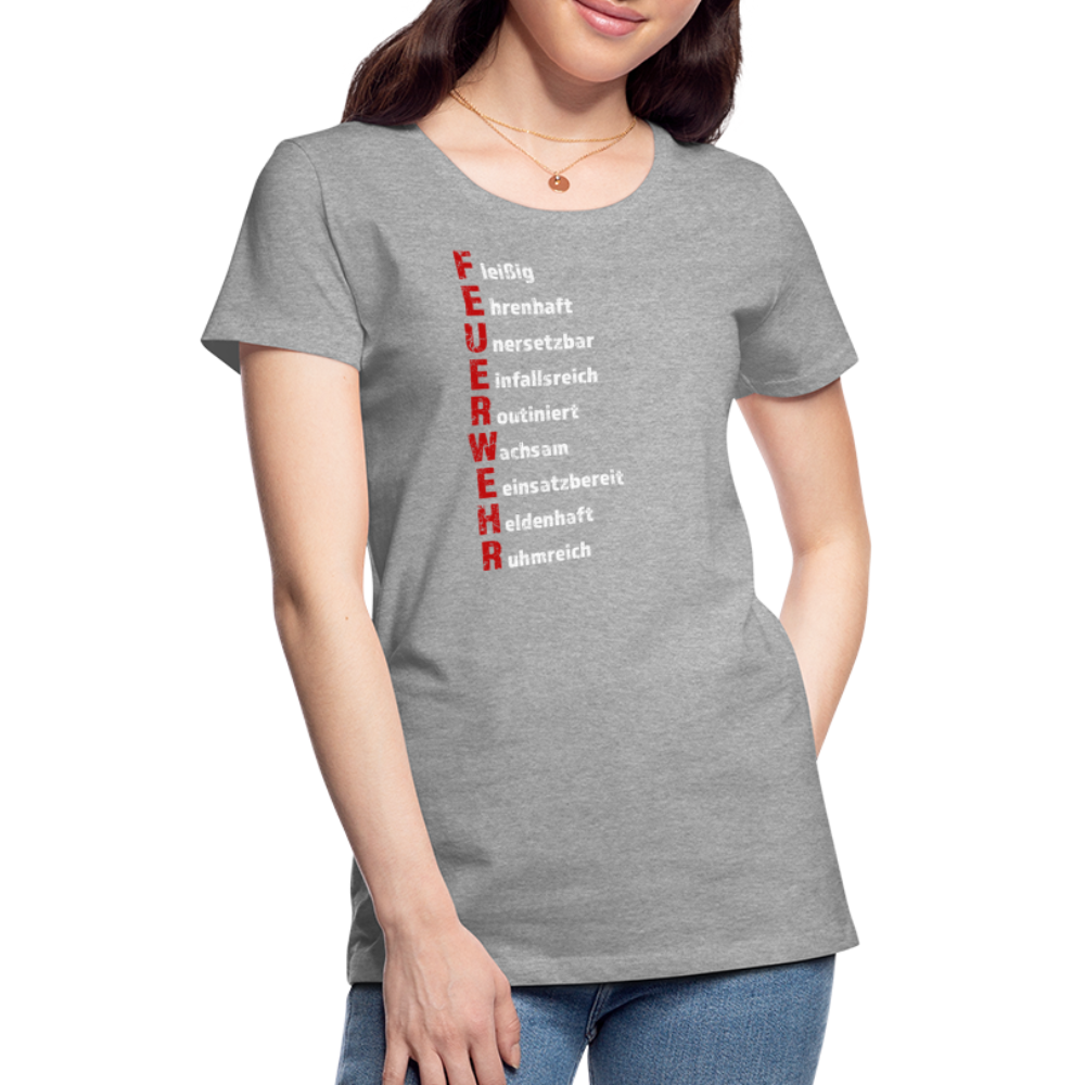 Feuerwehr Schriftzug - Frauen T-Shirt - Grau meliert