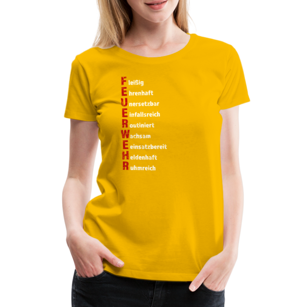 Feuerwehr Schriftzug - Frauen T-Shirt - Sonnengelb