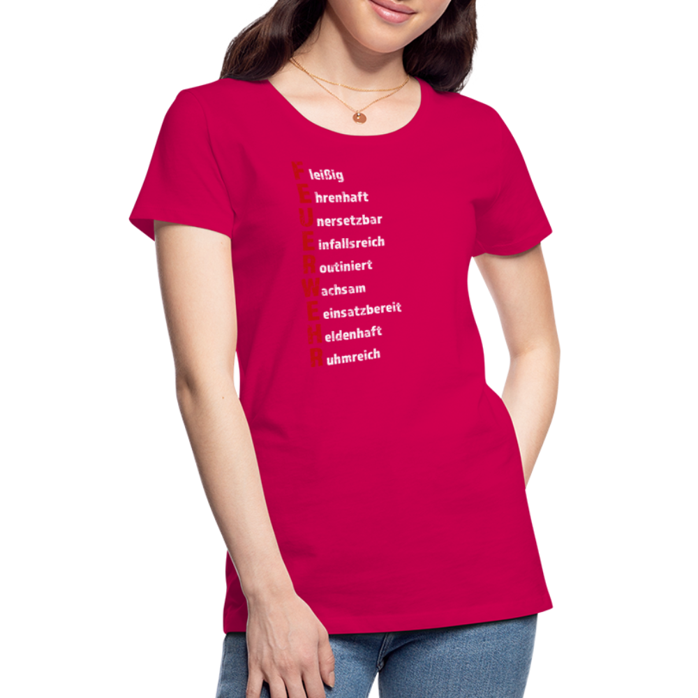 Feuerwehr Schriftzug - Frauen T-Shirt - dunkles Pink