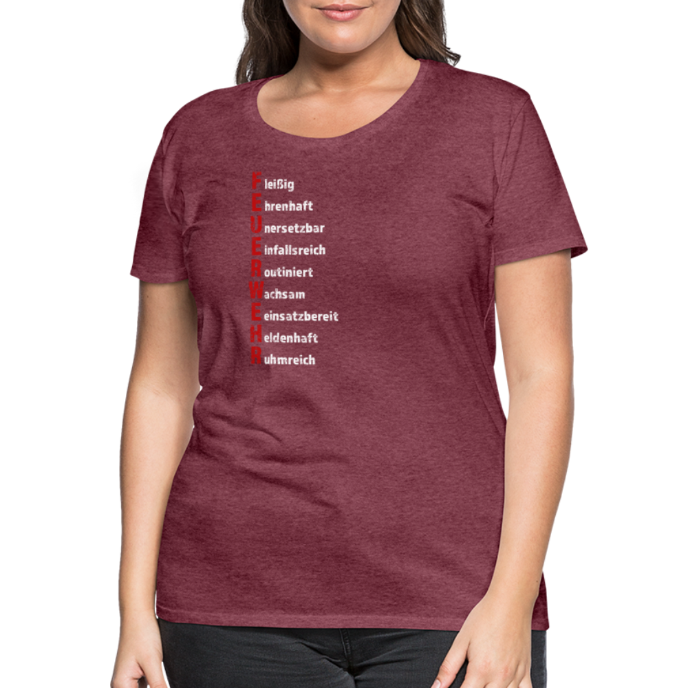 Feuerwehr Schriftzug - Frauen T-Shirt - Bordeauxrot meliert