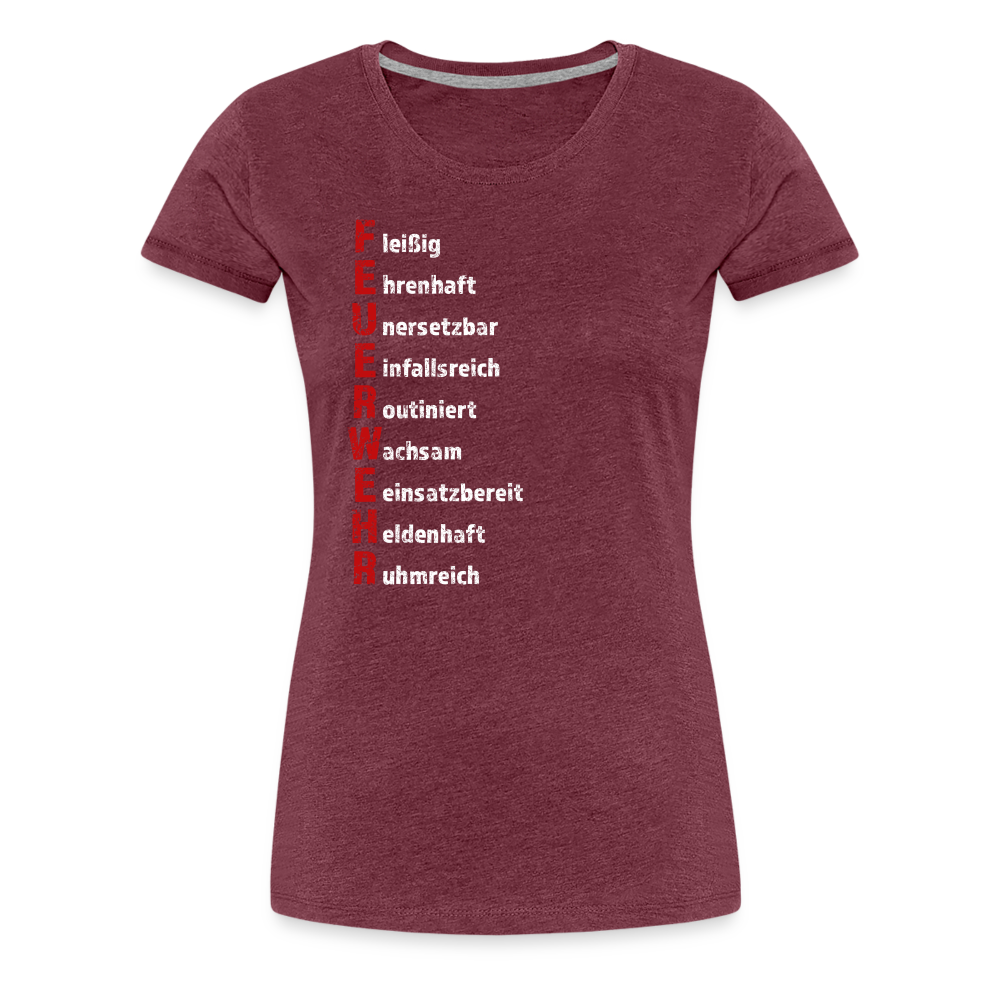 Feuerwehr Schriftzug - Frauen T-Shirt - Bordeauxrot meliert