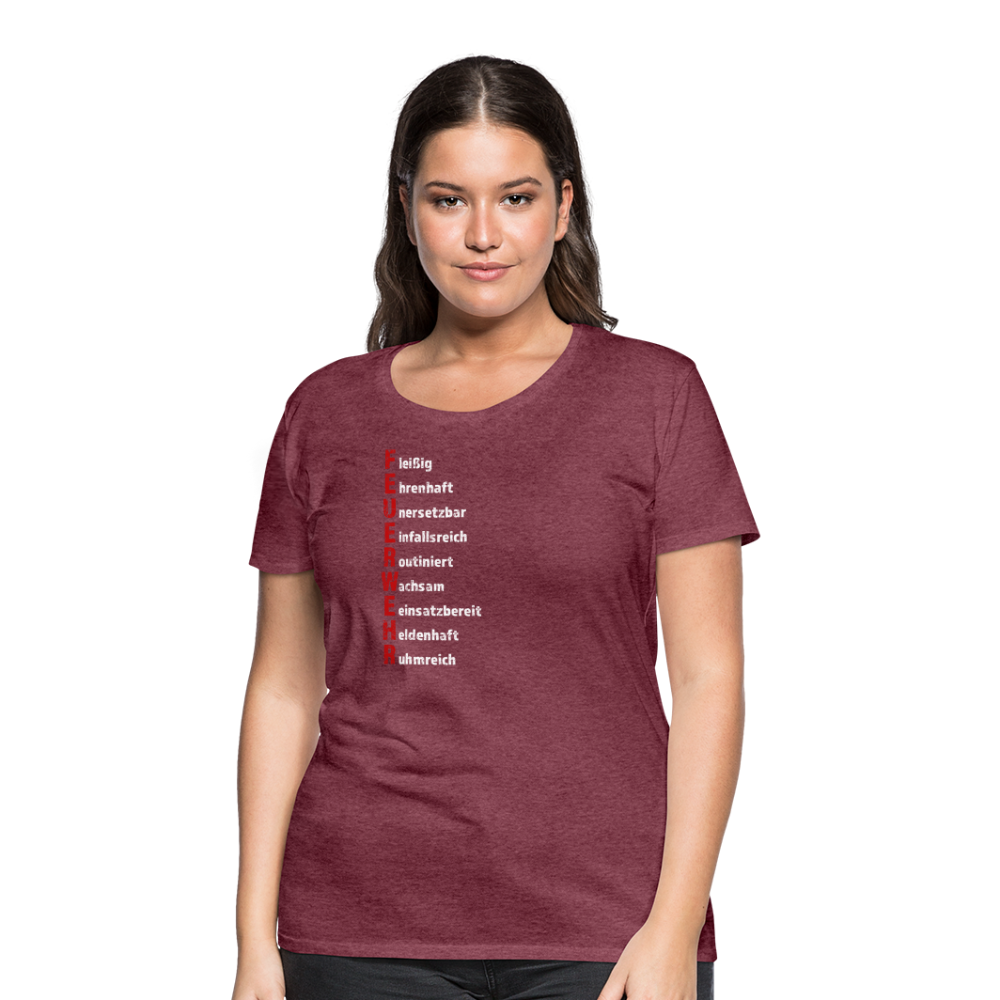 Feuerwehr Schriftzug - Frauen T-Shirt - Bordeauxrot meliert