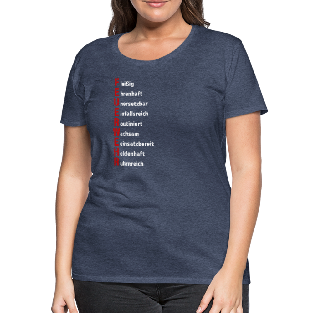 Feuerwehr Schriftzug - Frauen T-Shirt - Blau meliert