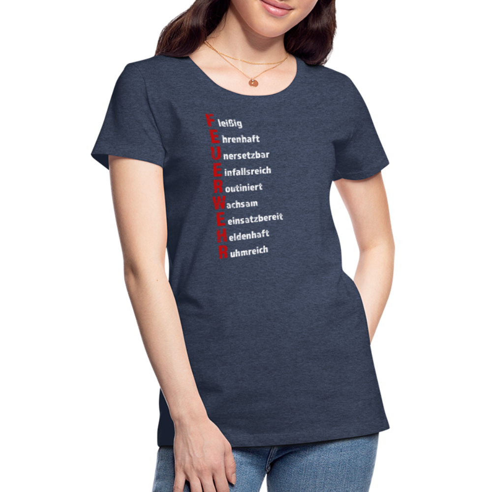 Feuerwehr Schriftzug - Frauen T-Shirt - Blau meliert