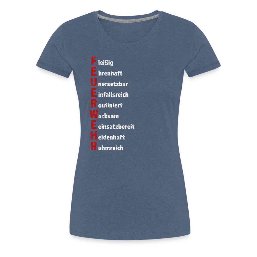 Feuerwehr Schriftzug - Frauen T-Shirt - Blau meliert
