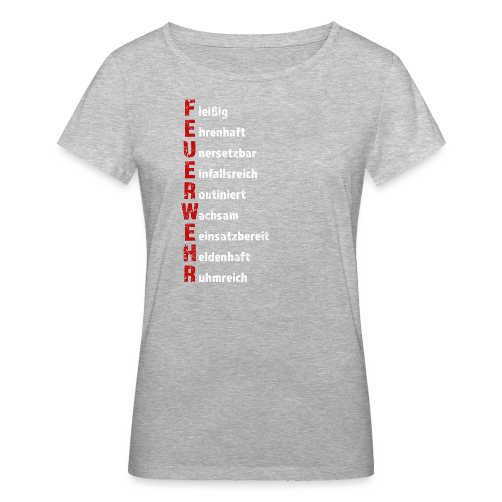 Feuerwehr Schriftzug - Frauen T-Shirt aus 100% Bio-Baumwolle - Grau meliert