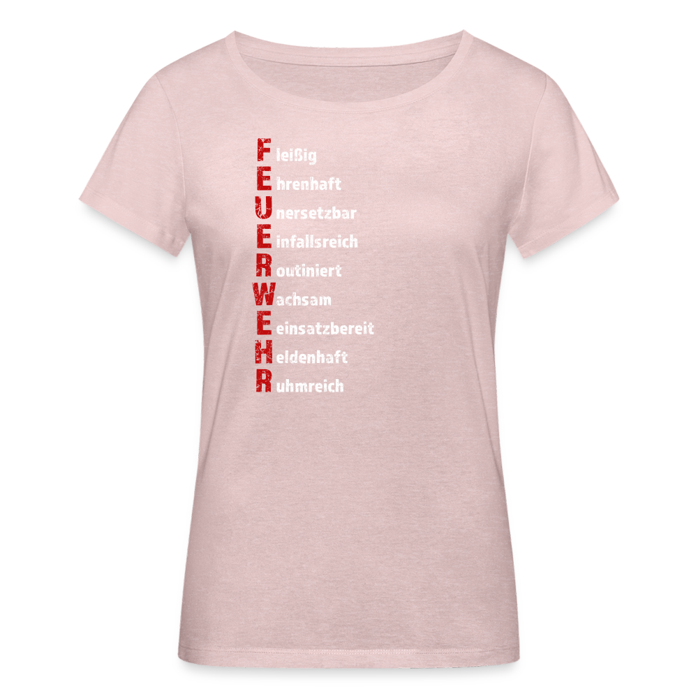 Feuerwehr Schriftzug - Frauen T-Shirt aus 100% Bio-Baumwolle - Rosa-Creme meliert