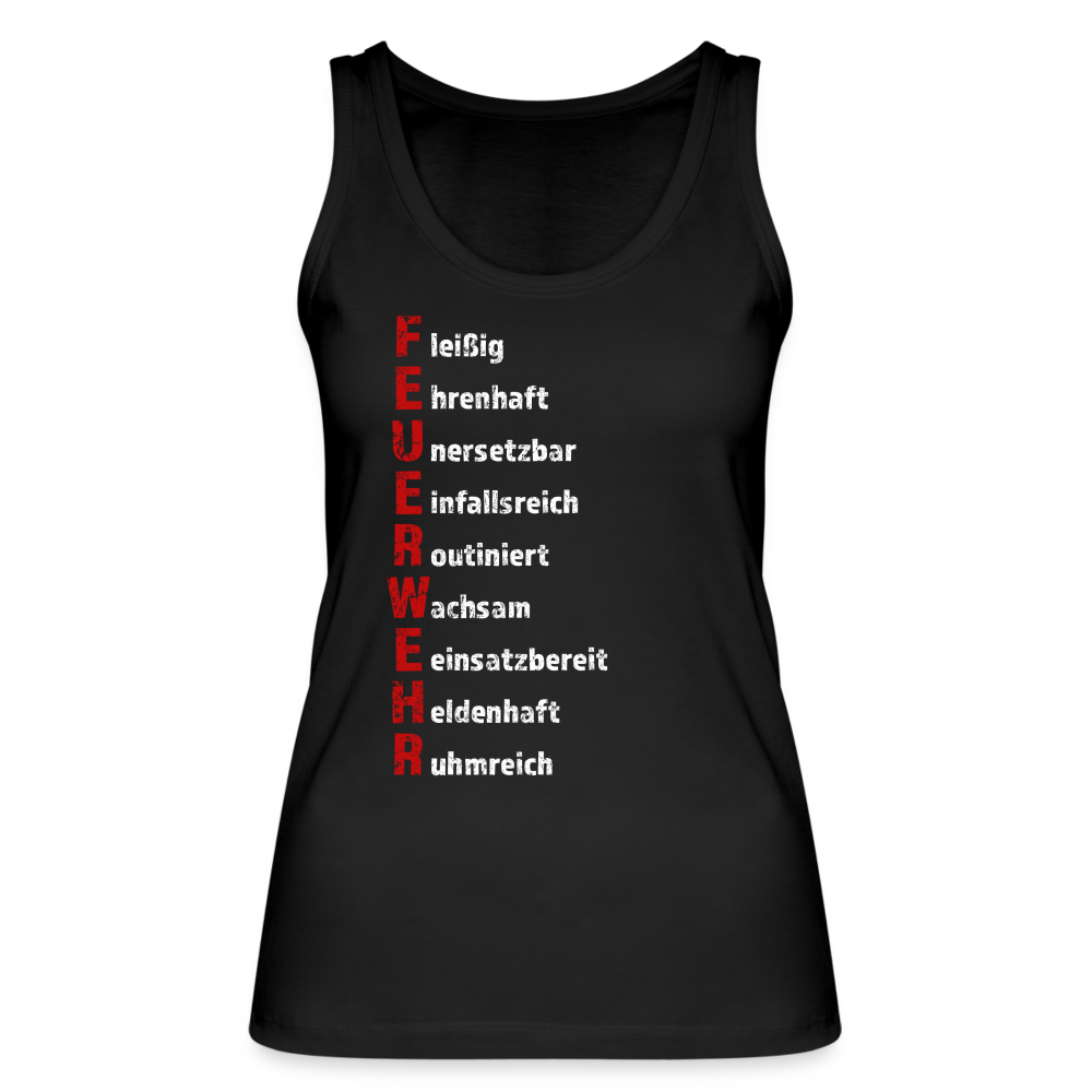 Feuerwehr Schriftzug - Frauen Tank Top aus 100% Bio-Baumwolle - Schwarz