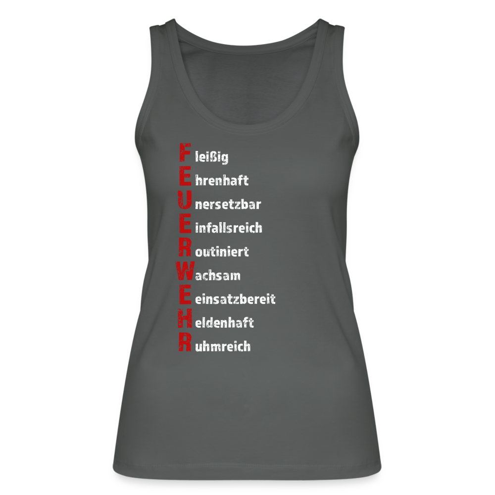Feuerwehr Schriftzug - Frauen Tank Top aus 100% Bio-Baumwolle - Anthrazit