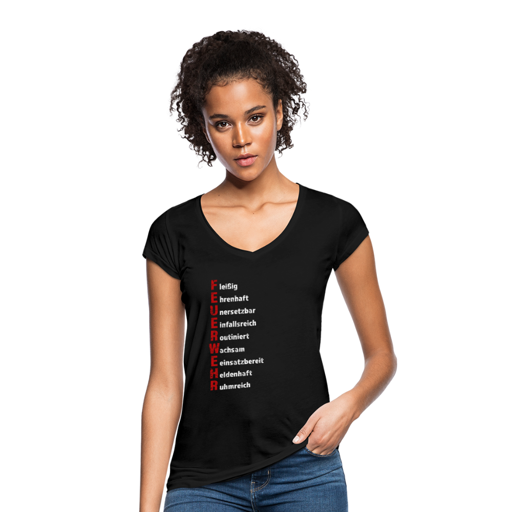 Feuerwehr Schriftzug - Frauen Vintage T-Shirt - Schwarz