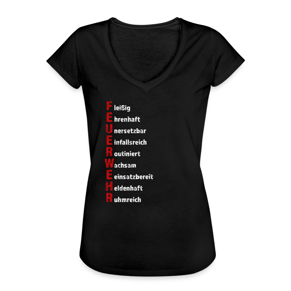 Feuerwehr Schriftzug - Frauen Vintage T-Shirt - Schwarz