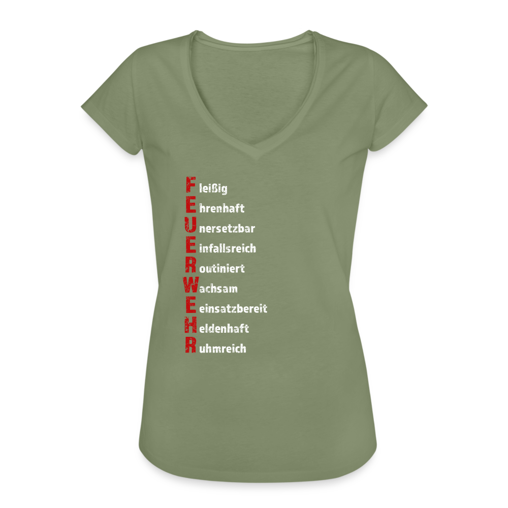 Feuerwehr Schriftzug - Frauen Vintage T-Shirt - Oliv