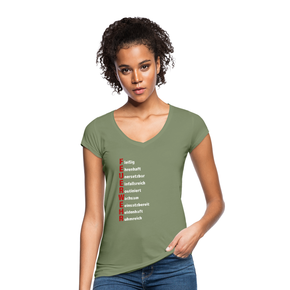 Feuerwehr Schriftzug - Frauen Vintage T-Shirt - Oliv