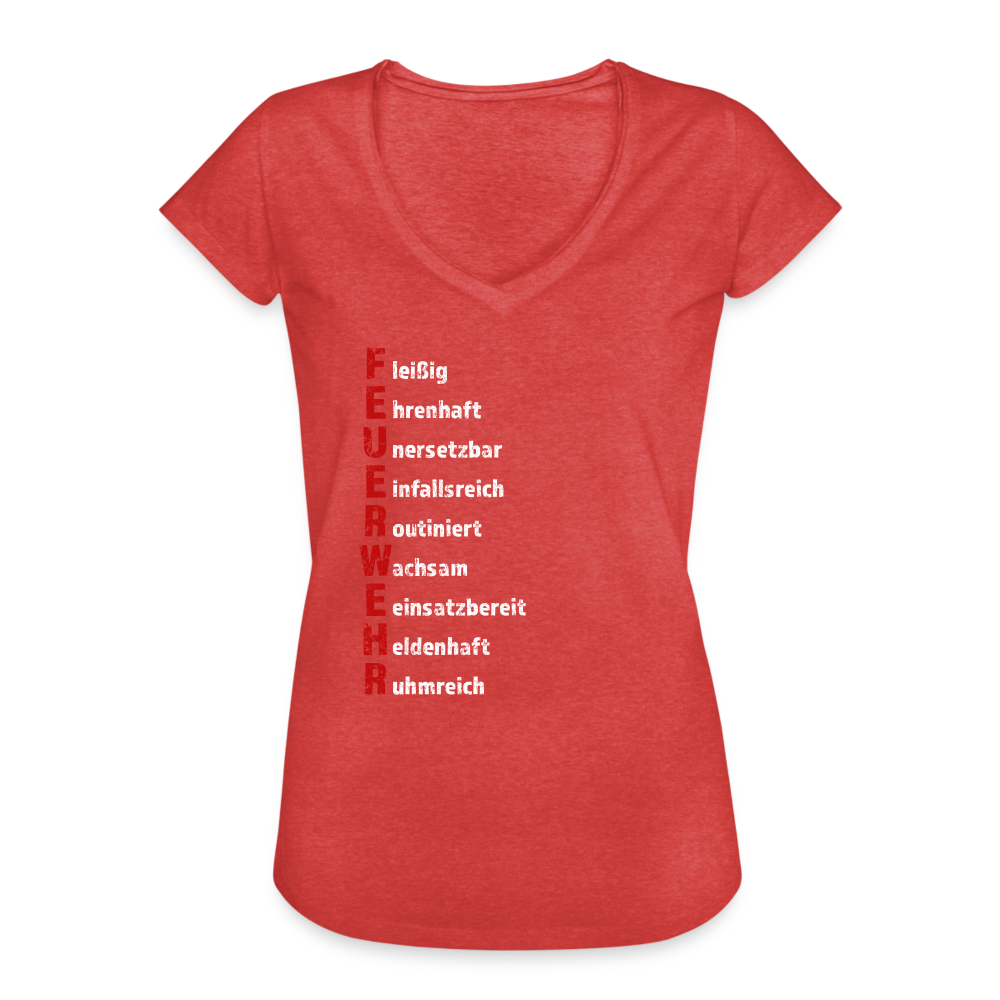 Feuerwehr Schriftzug - Frauen Vintage T-Shirt - Rot meliert