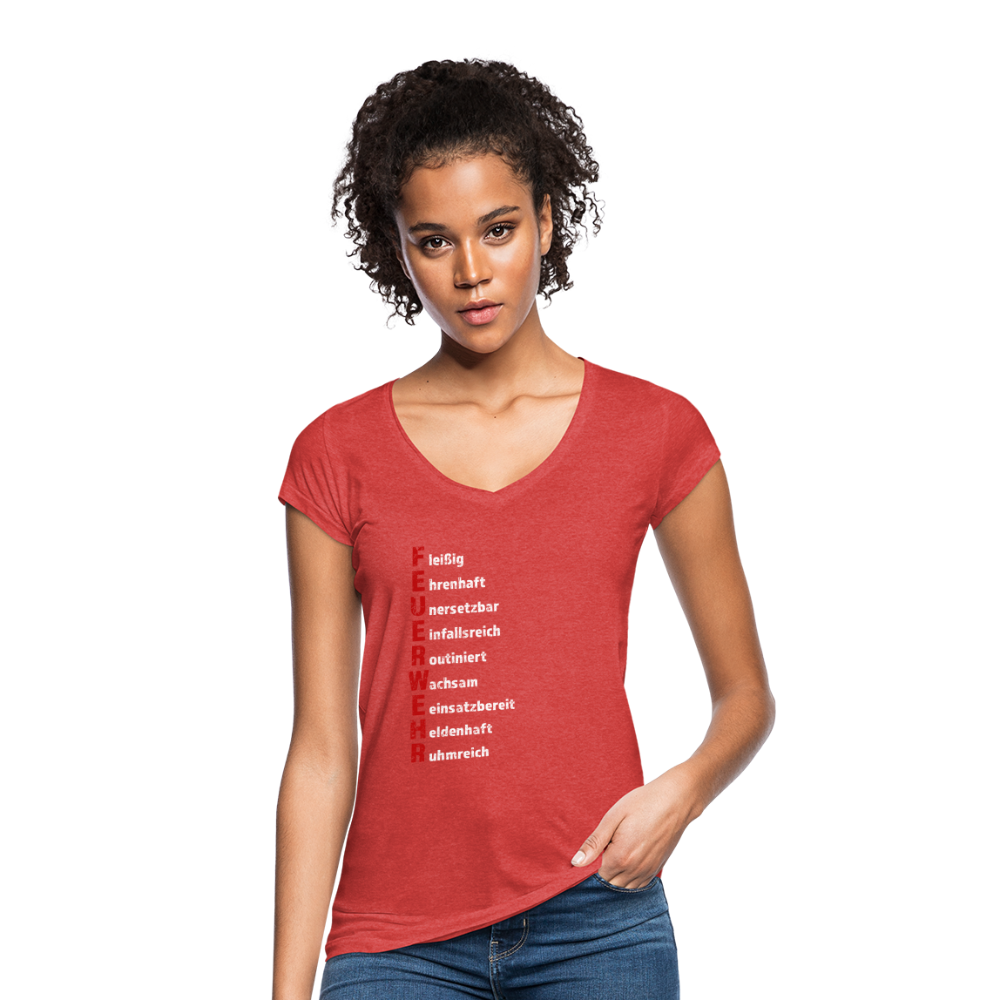 Feuerwehr Schriftzug - Frauen Vintage T-Shirt - Rot meliert