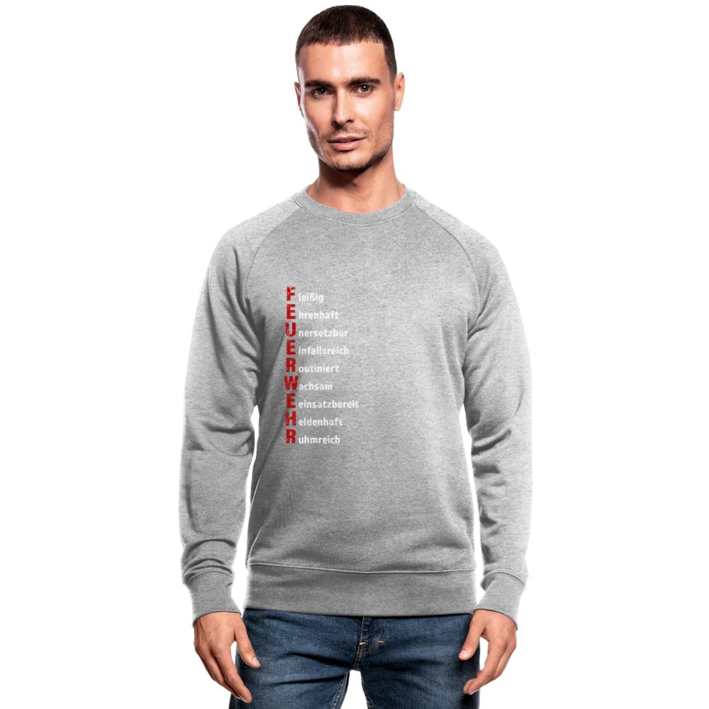 Feuerwehr Schriftzug - Männer Bio-Sweatshirt - Grau meliert