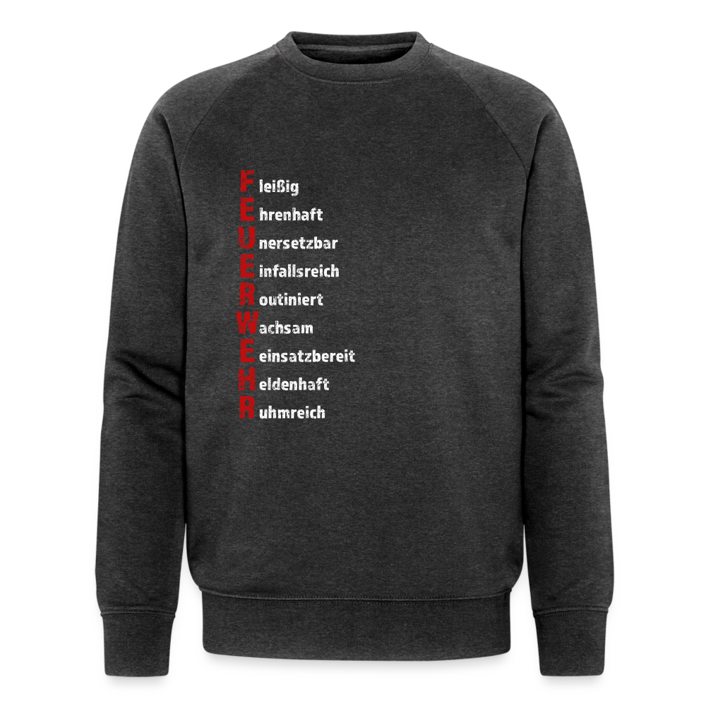 Feuerwehr Schriftzug - Männer Bio-Sweatshirt - Dunkelgrau meliert