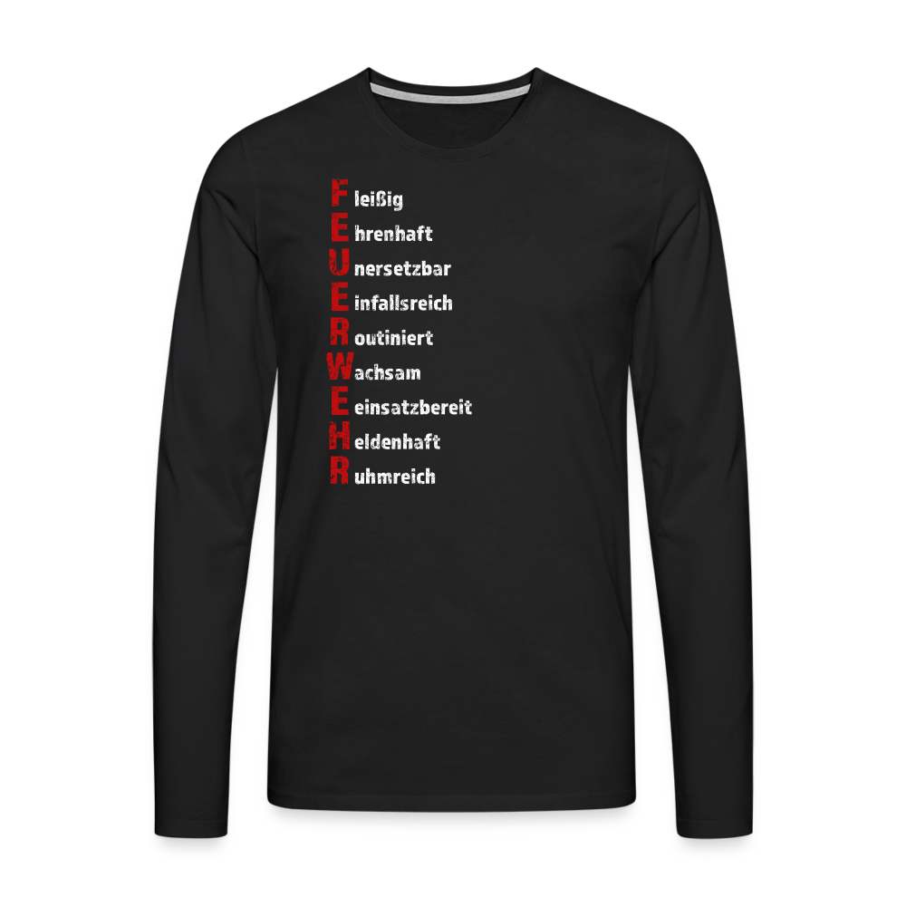 Feuerwehr Schriftzug - Männer Langarmshirt - Schwarz