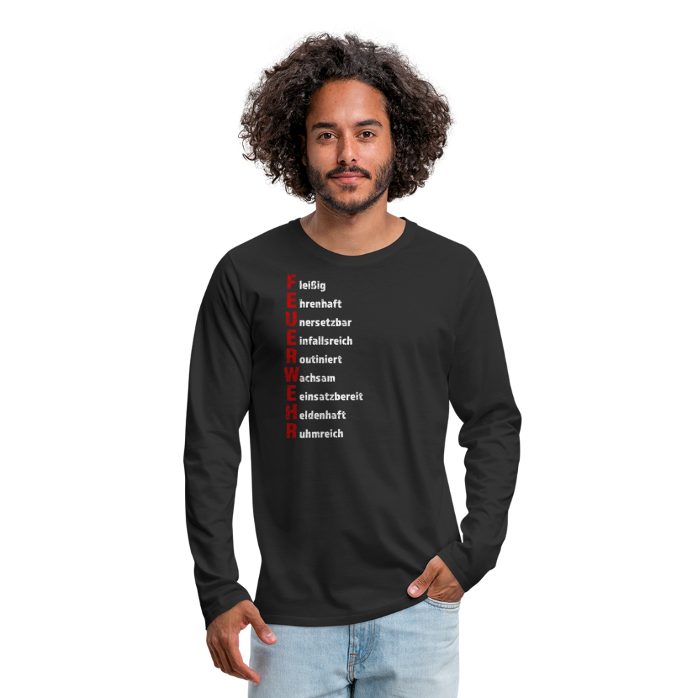 Feuerwehr Schriftzug - Männer Langarmshirt - Schwarz