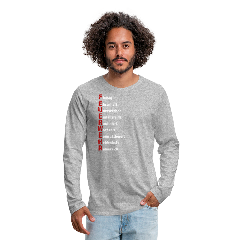 Feuerwehr Schriftzug - Männer Langarmshirt - Grau meliert