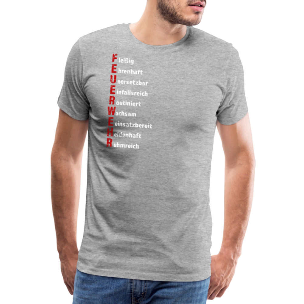 Feuerwehr Schriftzug - Männer T-Shirt - Grau meliert