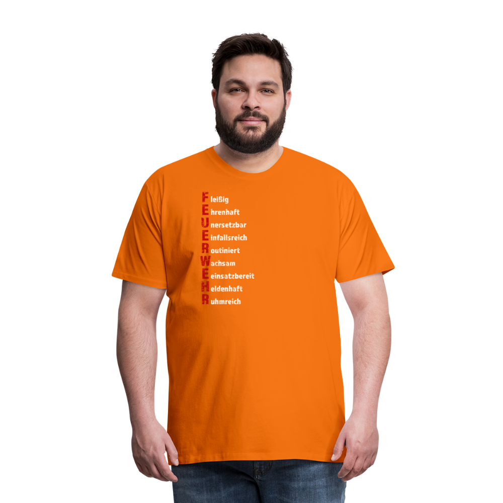 Feuerwehr Schriftzug - Männer T-Shirt - Orange