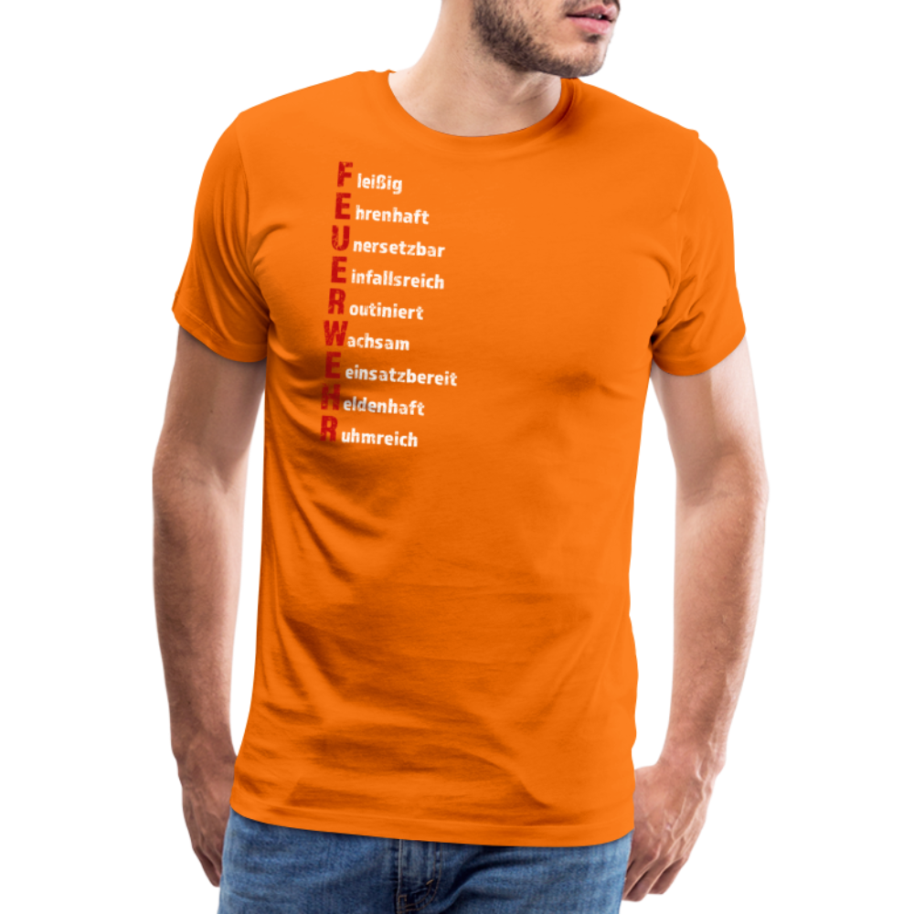 Feuerwehr Schriftzug - Männer T-Shirt - Orange
