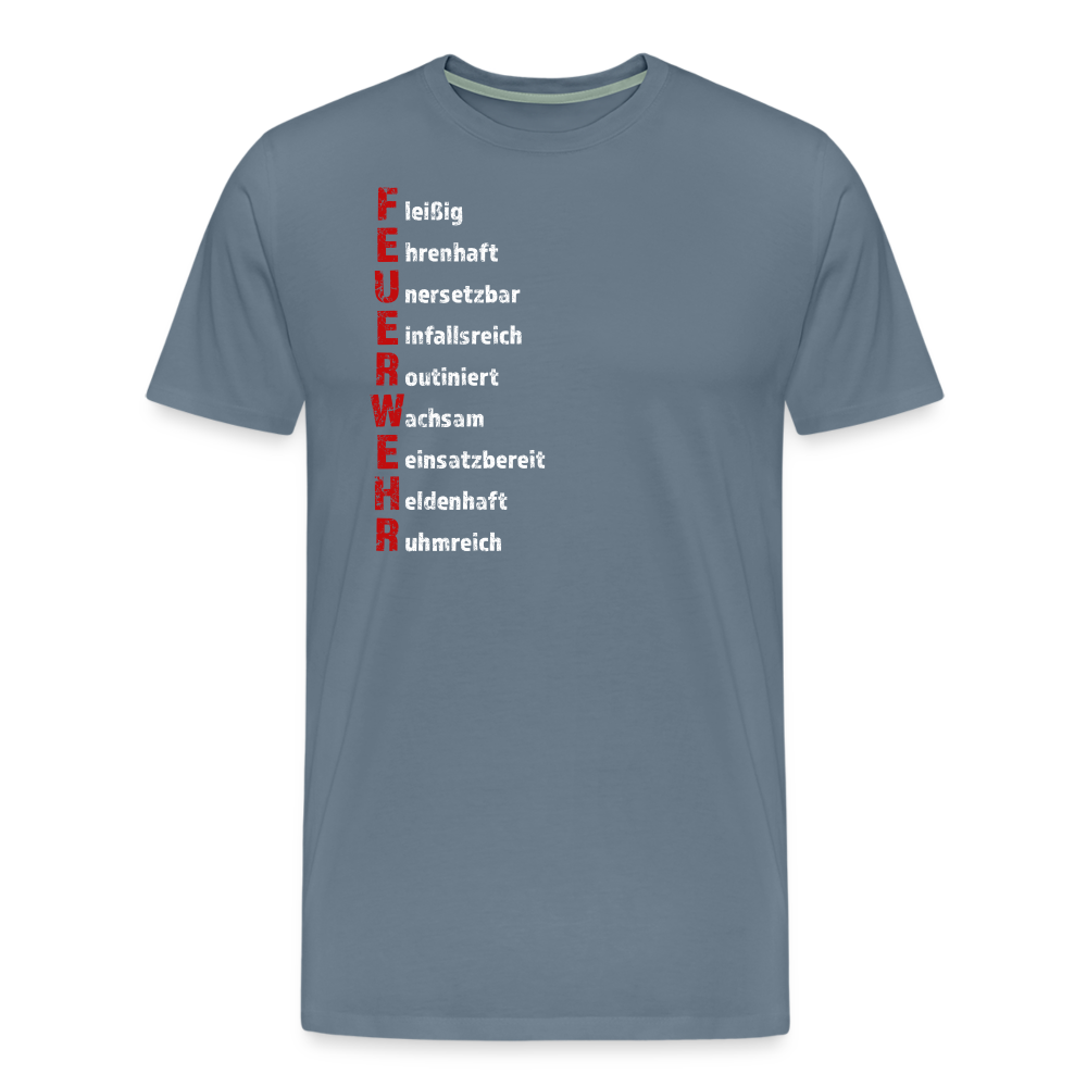 Feuerwehr Schriftzug - Männer T-Shirt - Blaugrau