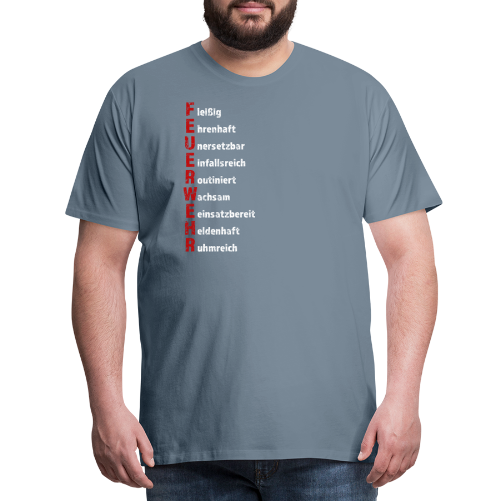 Feuerwehr Schriftzug - Männer T-Shirt - Blaugrau