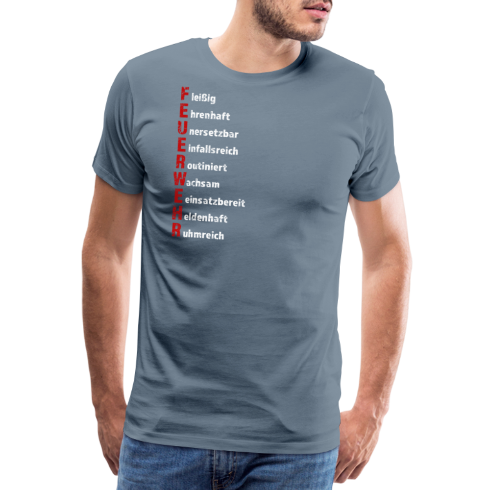 Feuerwehr Schriftzug - Männer T-Shirt - Blaugrau