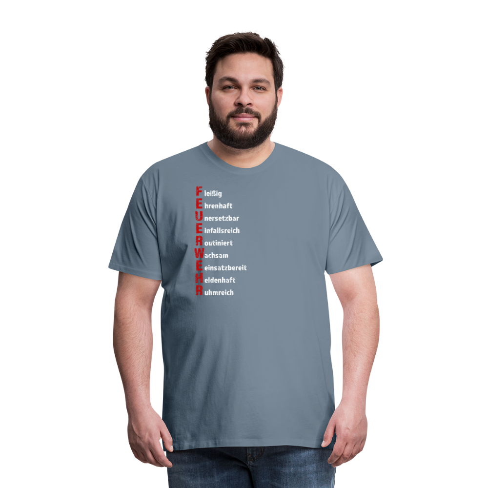 Feuerwehr Schriftzug - Männer T-Shirt - Blaugrau