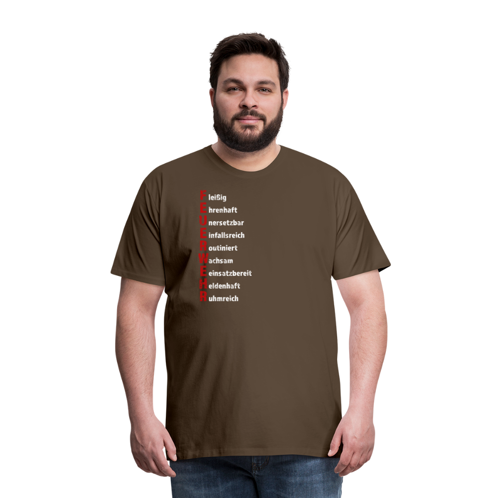 Feuerwehr Schriftzug - Männer T-Shirt - Edelbraun