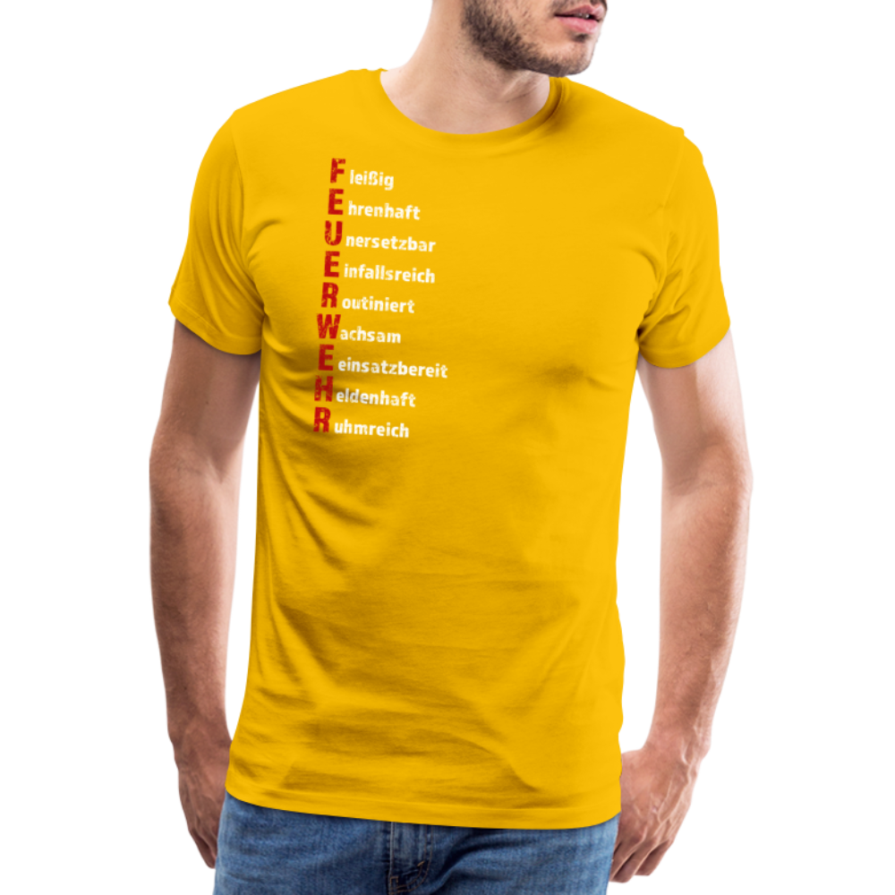 Feuerwehr Schriftzug - Männer T-Shirt - Sonnengelb