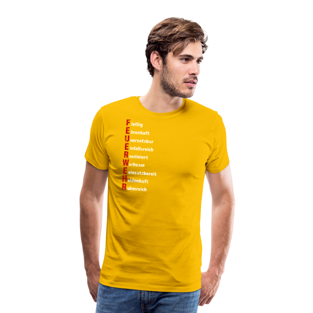Feuerwehr Schriftzug - Männer T-Shirt - Sonnengelb