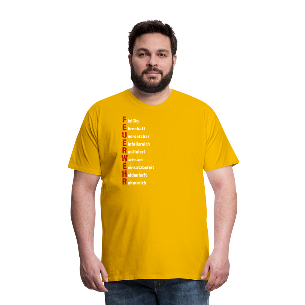 Feuerwehr Schriftzug - Männer T-Shirt - Sonnengelb