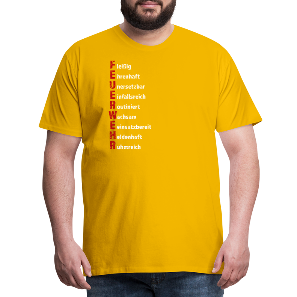Feuerwehr Schriftzug - Männer T-Shirt - Sonnengelb