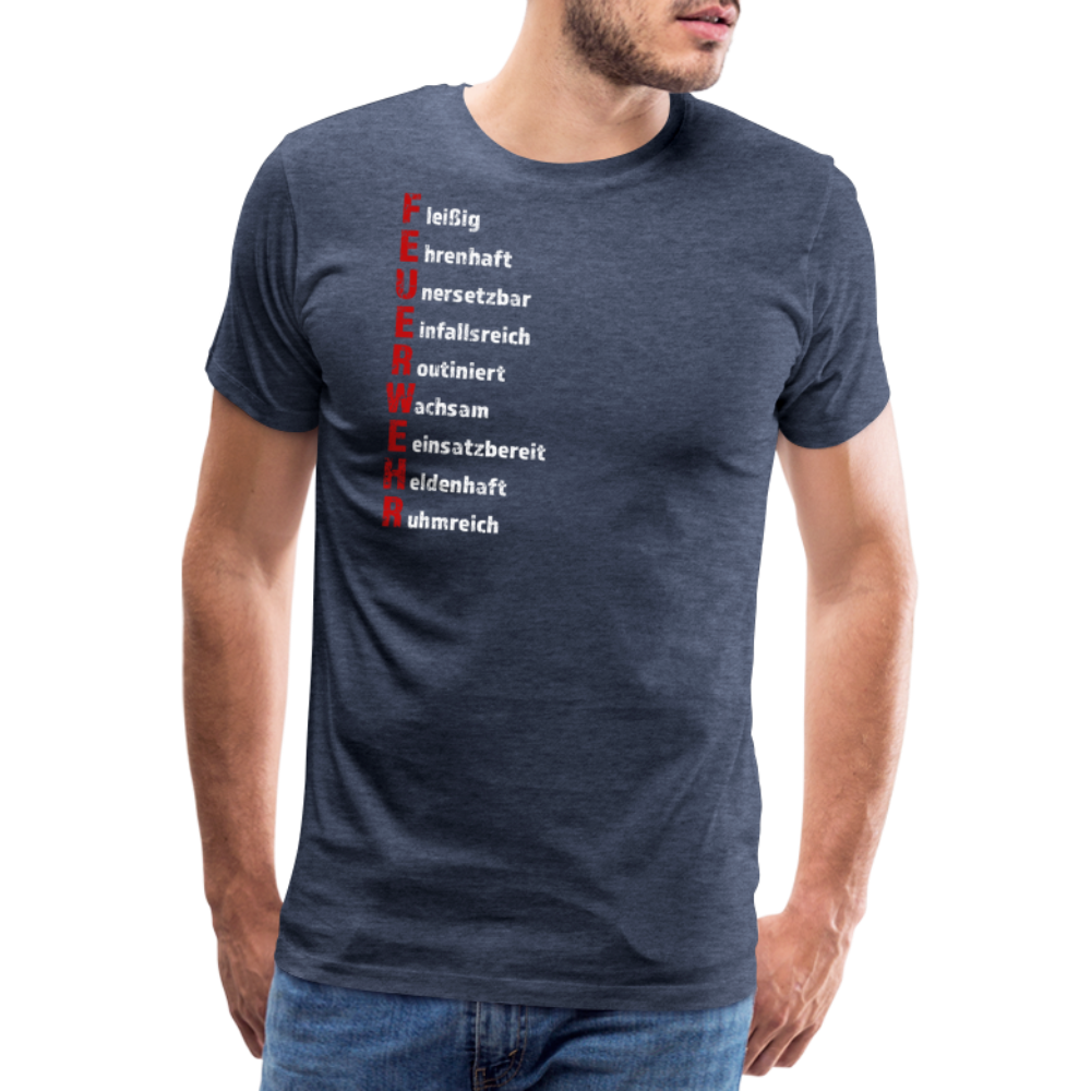 Feuerwehr Schriftzug - Männer T-Shirt - Blau meliert