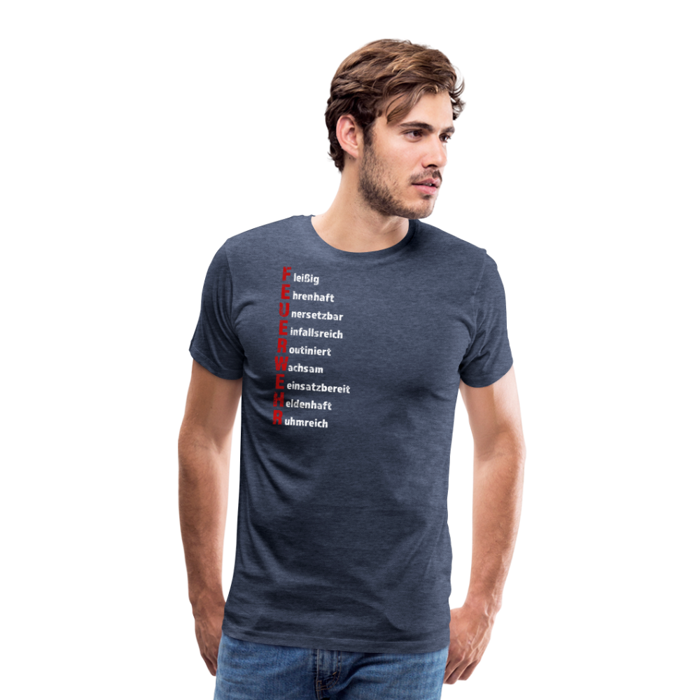 Feuerwehr Schriftzug - Männer T-Shirt - Blau meliert