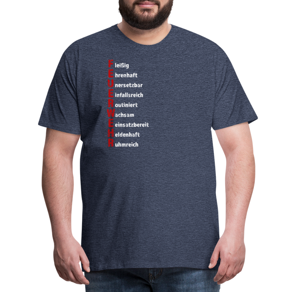 Feuerwehr Schriftzug - Männer T-Shirt - Blau meliert