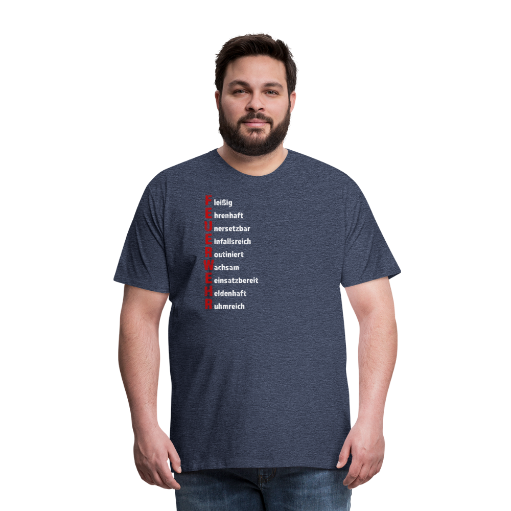 Feuerwehr Schriftzug - Männer T-Shirt - Blau meliert