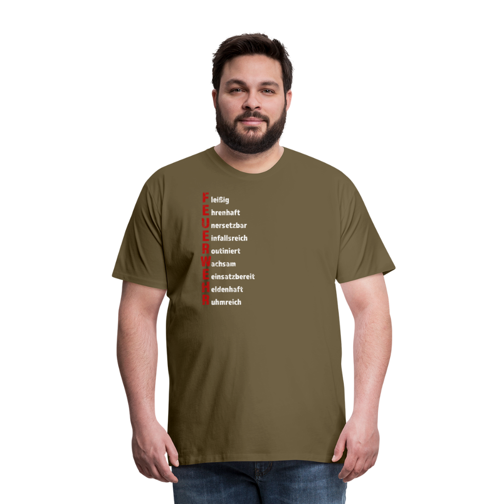 Feuerwehr Schriftzug - Männer T-Shirt - Khaki