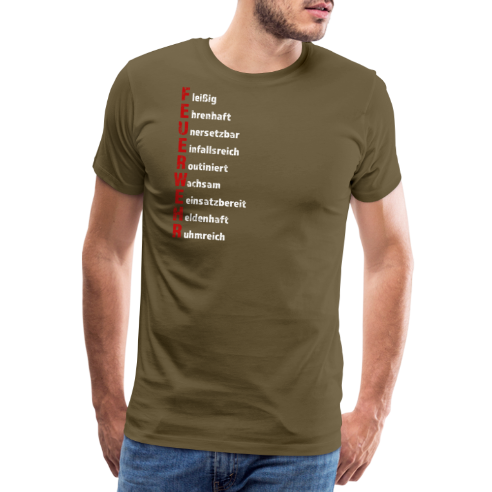 Feuerwehr Schriftzug - Männer T-Shirt - Khaki