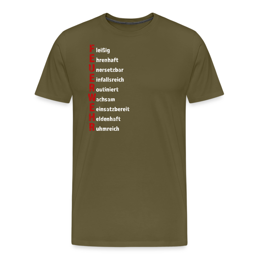Feuerwehr Schriftzug - Männer T-Shirt - Khaki