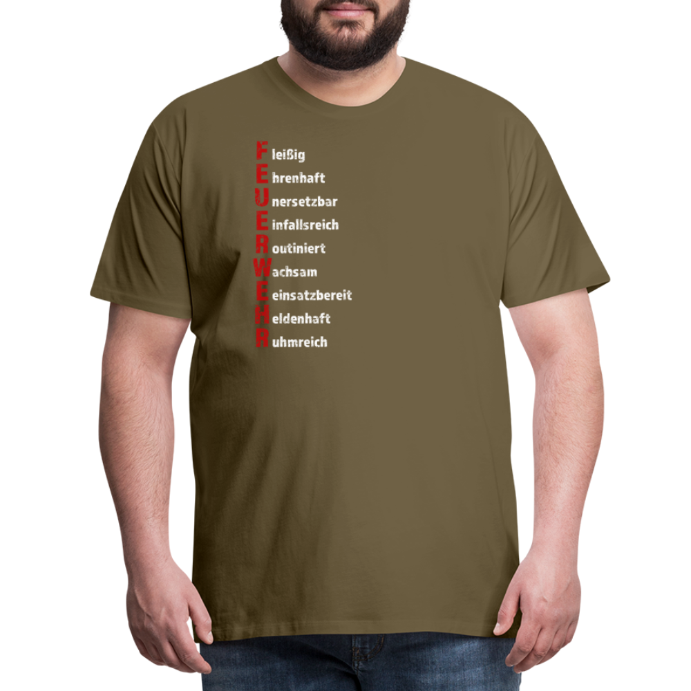 Feuerwehr Schriftzug - Männer T-Shirt - Khaki