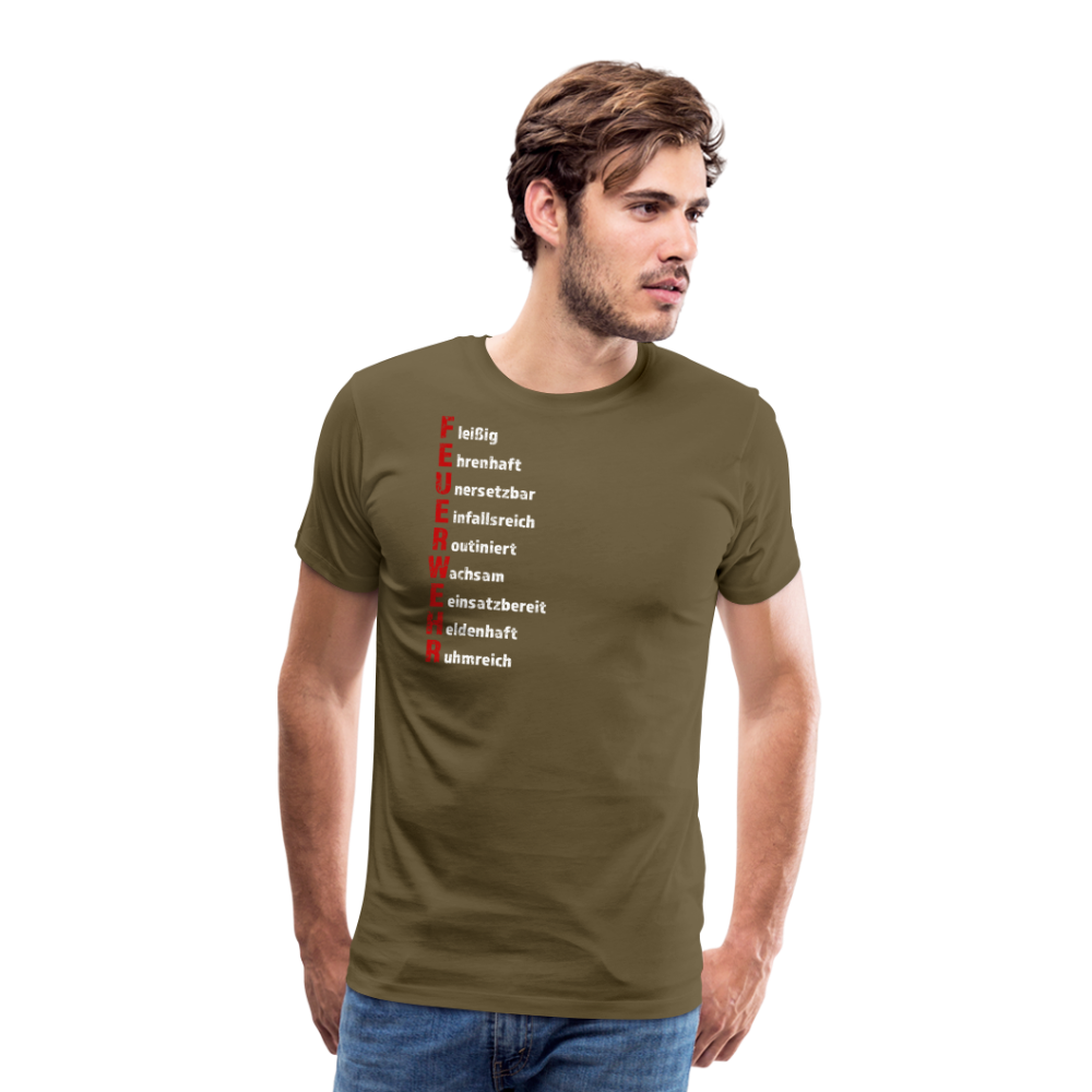 Feuerwehr Schriftzug - Männer T-Shirt - Khaki