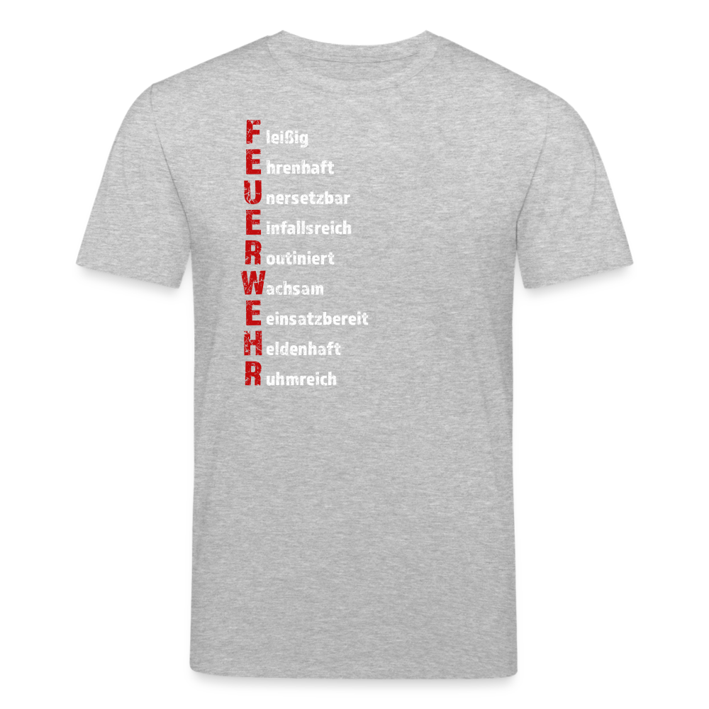 Feuerwehr Schriftzug - Männer T-Shirt aus 100% Bio-Baumwolle - Grau meliert