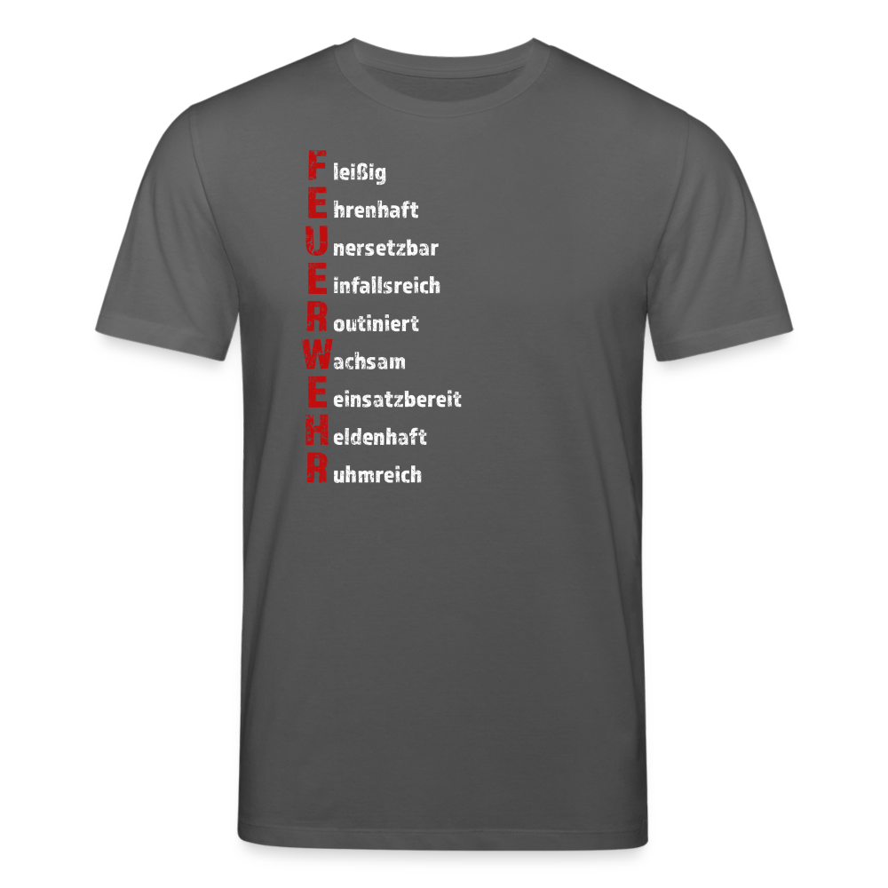 Feuerwehr Schriftzug - Männer T-Shirt aus 100% Bio-Baumwolle - Anthrazit