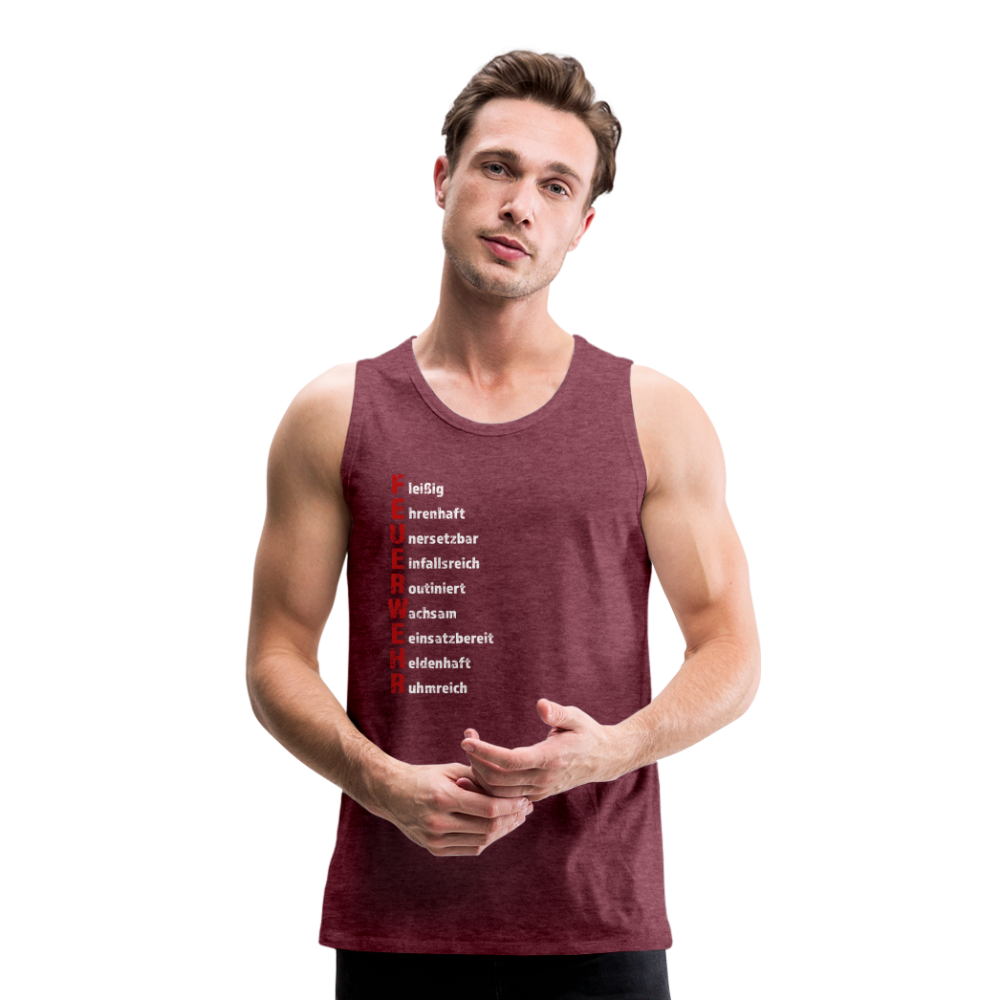 Feuerwehr Schriftzug - Männer Tank Top - Bordeauxrot meliert