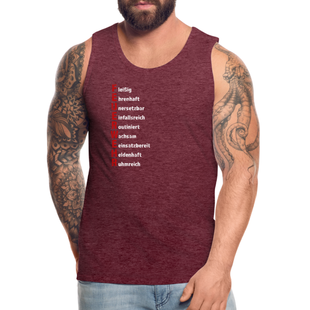 Feuerwehr Schriftzug - Männer Tank Top - Bordeauxrot meliert